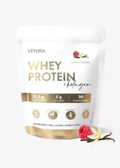 Whey protein příchuť malina a vanilka 1000 g