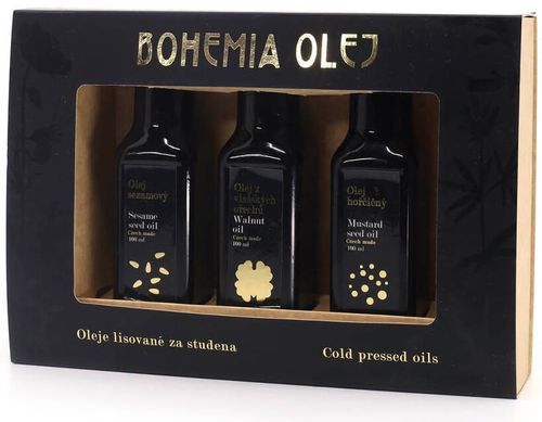 Bohemia olej Dárkové balení olejů hořčice, sezam, vlašský ořech 3 x 100 ml