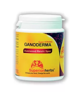 SUPERIONHERBS Ganoderma, Duanwood Red Reishi, 100% Spórový prášek 90 kapslí