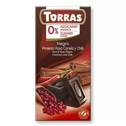 Torras Hořká čokoláda s růžovým pepřem, skořicí a chilli 75 g