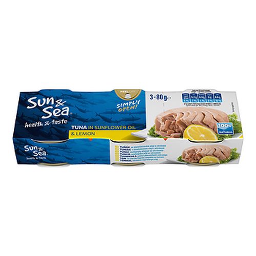 Sun & Sea Tuňák ve slunečnicovém oleji s citronem 3x80 g