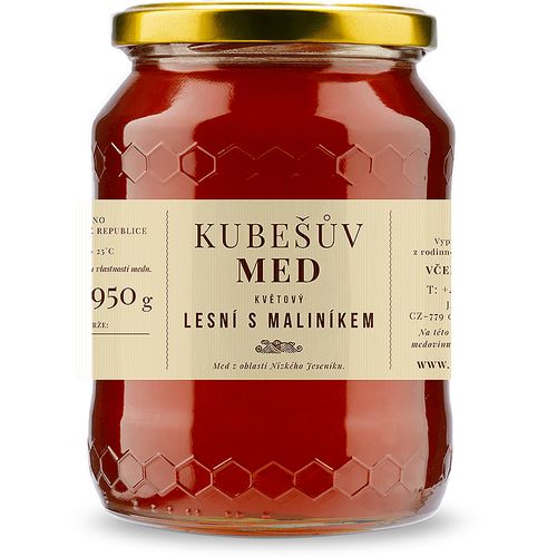 Kubešův med Med květový lesní s maliníkem 480 g